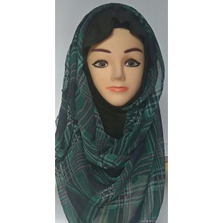Regal Green Cross Stripe Mariam Hijab